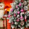 12 Pcs Pink Star of Bethlehem Ornaments  – Christmas Tree Hanging Décor, 3.14" Plastic Holiday Party Decorations - Image 2