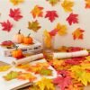 200 PCS Artificial Maple Leaves – Red, Gold & Green Faux Fall Leaves for Table, Party, Wedding, Halloween & Thanksgiving Decorations (3.4") - Image 4