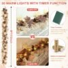 6FT Fall Garland with Lights – Maple Leaves, Pinecones & Acorns for Thanksgiving & Halloween Table, Mantel & Home Decor - Image 4