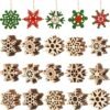 100-Pc Unfinished Wooden Snowflake Ornaments – Blank Hanging Wood Slices with Cord for Christmas Crafts & Tree Decor - Image 5