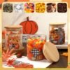3Pcs Fall Glass Jars with Bamboo Lids – Pumpkin Truck & Leaves Canisters for Autumn Thanksgiving Kitchen Countertop Decor - Image 2