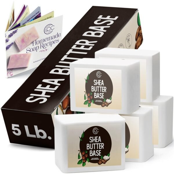 5 LB Unscented Shea Butter Melt & Pour Soap Base – Moisturizing Glycerin for DIY Soap Making