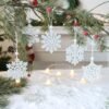 16-Pack White Wooden Snowflake Ornaments, 3" – Winter Christmas Tree & Garland Decorations, 8 Styles - Image 4