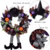 25" Halloween Witch Wreath – Front Door Decor with Hanging Witch Legs, Handmade Black Design - Image 5