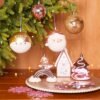 65 Pcs Macaron Pink Christmas Ornament Set – Shatterproof Baubles with Gold Gingerbread House & Tree Topper - Image 3