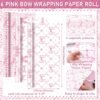 6 Rolls Pink & White Bow Wrapping Paper – 3 Styles for Bridal Showers, Birthdays & Party Gifts - Image 4