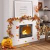 6 Ft Fall Garland with Leaves, Pumpkins & LED Lights – Thanksgiving & Halloween Decor - Image 2