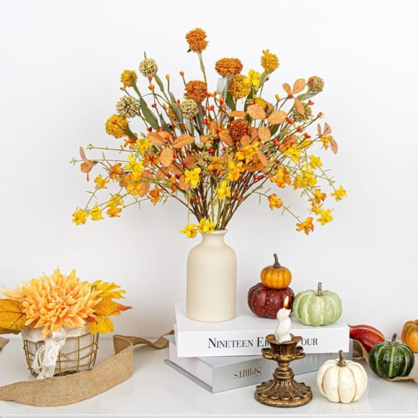 12-Pack Fall Floral Picks – 17" Artificial Autumn Flower Stems for Vases & Centerpieces