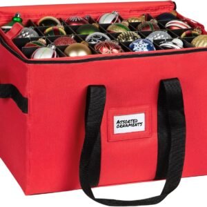 Christmas Ornament Storage Container – Holds Up to 96 Ornaments with Adjustable Dividers
