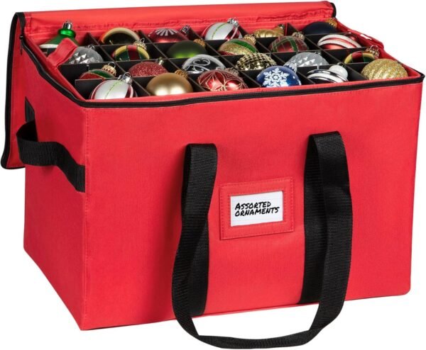 Christmas Ornament Storage Container – Holds Up to 96 Ornaments with Adjustable Dividers