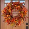 24" Fall Wreath with Berries & Mixed Leaves – Autumn Eucalyptus Decor for Front Door, Wall & Holiday Display - Image 3