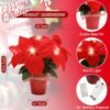2-Pack Lighted Poinsettia Plants – Pre-Lit Silk Flowers in Pots for Christmas Home & Office Decor (Red) - Image 5