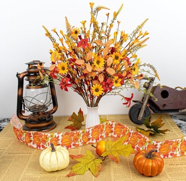 12-Pack Artificial Fall Floral Picks – 17" Autumn Stems for Thanksgiving & Harvest Centerpieces