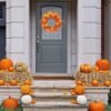 20" Fall Wreath with Mums & Eucalyptus – Autumn Front Door Thanksgiving Decor - Image 2