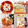 600 Pcs Artificial Fall Leaves – 7 Colors for Wreaths, Bouquets, Thanksgiving & Halloween Decor - Image 3