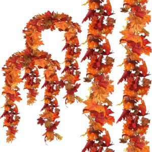 4 Pack Fall Leaf Garlands – Hanging Maple Vines for Thanksgiving, Weddings & Autumn Decor