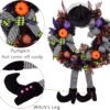 25" Halloween Witch Wreath – Front Door Decor with Hanging Witch Legs, Handmade Black Design - Image 2