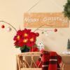 2-Pack Red Velvet Poinsettias – 12" LED Lighted Faux Silk Plants in Pots for Christmas Decor, Indoor & Outdoor - Image 3