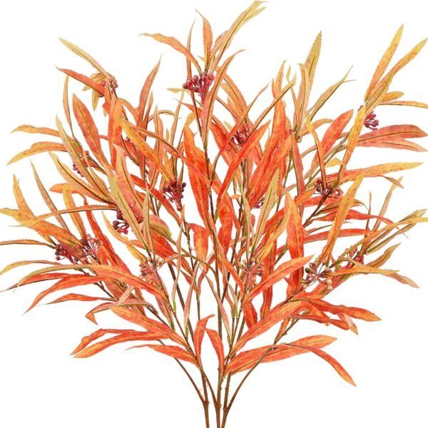 3PCS Fall Leaf Stems – 39.3" Artificial Fall Grass & Branches for Thanksgiving Decor