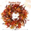 24" Fall Wreath with Berries & Mixed Leaves – Autumn Eucalyptus Decor for Front Door, Wall & Holiday Display - Image 4