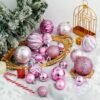 24ct Shatterproof Christmas Ball Ornaments – 1.57" Pink Holiday Tree Decorations Set for Xmas, Party & Home Décor - Image 4