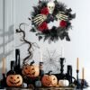16" Halloween Skull Wreath with Hands – Gothic Red & Black Rose Decor for Front Door or Window - Image 4