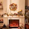 6ft Fall Garland with Lights – Lambs Ear Leaves & Pumpkins Thanksgiving Mantle Table Porch Decor - Image 3