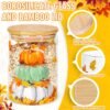 3-Pc Fall Glass Storage Jars – Clear Pumpkin Canisters with Airtight Bamboo Lids for Autumn Thanksgiving Kitchen & Farmhouse Decor - Image 2