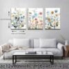 3 Pcs Framed Watercolor Daisy Canvas Art – Colorful Floral Prints, 12x16" for Living Room & Bedroom - Image 3