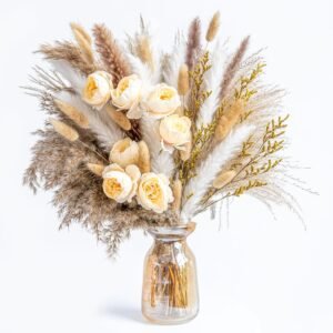 Boho Dried Pampas Grass Arrangement – Rustic Table Centerpiece for Weddings & Home Decor