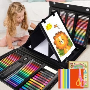 208-Pc Art Supplies Set for Kids & Teens – Includes Easel, Crayons, Colored Pencils, Scissors & More
