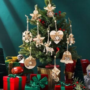 20-Pc Rustic Wooden Christmas Ornaments – Farmhouse Hanging Decor
