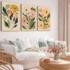 3 Pcs Framed Boho Floral Canvas Art – Abstract Botanical Prints, 16x24" for Living Room & Bedroom - Image 4