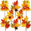 8 Pcs Artificial Fall Maple Leaf with Branches and Pumpkins, Sunflowers, Pine Cones & Berries – Thanksgiving Floral Picks & Centerpiece Decor - Image 5