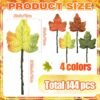 144 Pcs Artificial Fall Maple Leaves – Mixed Color Autumn Leaves for Thanksgiving, Wedding, Party & Table Decorations - Image 3