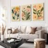3 Pcs Framed Boho Floral Canvas Art – Abstract Botanical Prints, 16x24" for Living Room & Bedroom - Image 3