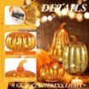 6 Pack LED Mercury Glass Pumpkin Lights – 3 Sizes for Thanksgiving Table & Porch Decor - Image 3