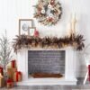 20" White Pumpkin Harvest Wreath – Fall Maple Leaf Front Door Decor - Image 4