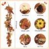 6 Ft Fall Garland with Leaves, Pumpkins & LED Lights – Thanksgiving & Halloween Decor - Image 5