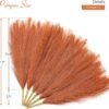 6 Pcs 17.7" Orange Pampas Grass – Faux Burnt Orange Fall Boho Decor for Table Centerpieces, Fall, Holidays, and Home Floral Arrangements - Image 2