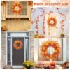 20" Fall Wreath with Mums & Eucalyptus – Autumn Front Door Thanksgiving Decor - Image 3