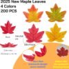 200 PCS Artificial Maple Leaves – Red, Gold & Green Faux Fall Leaves for Table, Party, Wedding, Halloween & Thanksgiving Decorations (3.4") - Image 3