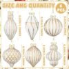 6 Pcs 2.36" Vintage Mercury Glass Christmas Ornaments, Finial Tree Decorations, Retro Gold Hanging Set - Image 5