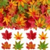 200 PCS Artificial Fall Leaves – Red & Green Maple Leaves for Wedding, Table Decor, Halloween, Thanksgiving & Party Centerpieces - Image 4