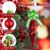 6 Pcs 6.3" Red Mercury Glass Finial Ornaments, Vintage Christmas Tree & Holiday Décor - Image 2