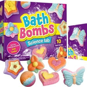 Kids Bath Bomb Science Lab Kit – DIY Set to Make 10 Fizzy Bombs with Toys Inside, Ages 8–12