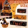 4 Pcs Halloween Table Decor – Pumpkin Hat & Skeleton Castle Wooden Signs for Tiered Trays & Tabletop Displays - Image 5