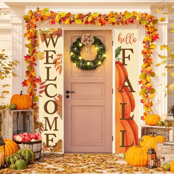 Fall Welcome Banner – "Hello Fall" Front Door & Porch Hanging Decoration for Autumn Home Decor