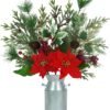 Christmas Table Centerpiece – Artificial Poinsettia, Berries, Pinecone & Greenery in Vase for Holiday Decor - Image 5