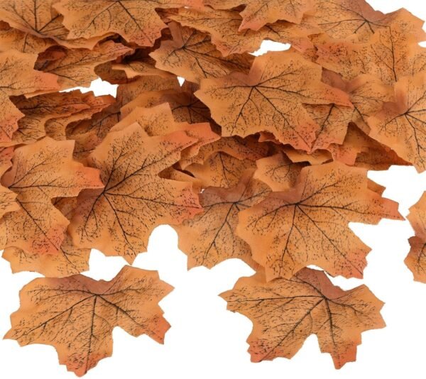 400 Pcs Artificial Fall Maple Leaves – Coffee & Yellow Decor for Weddings, Thanksgiving & Halloween
